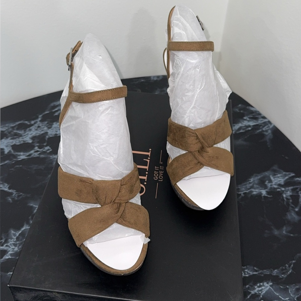 GILI Women’s Ankle Strap Wedge Heel Sandals Kahlie Willow Brown Camo Size 6 NEW - Picture 5 of 8